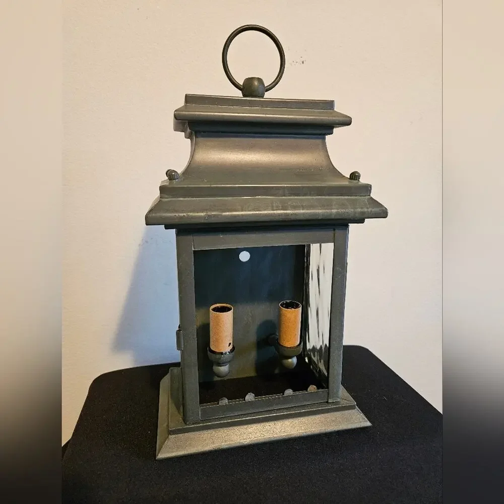 Spooky gray metal lantern Great accent piece for Halloween display
